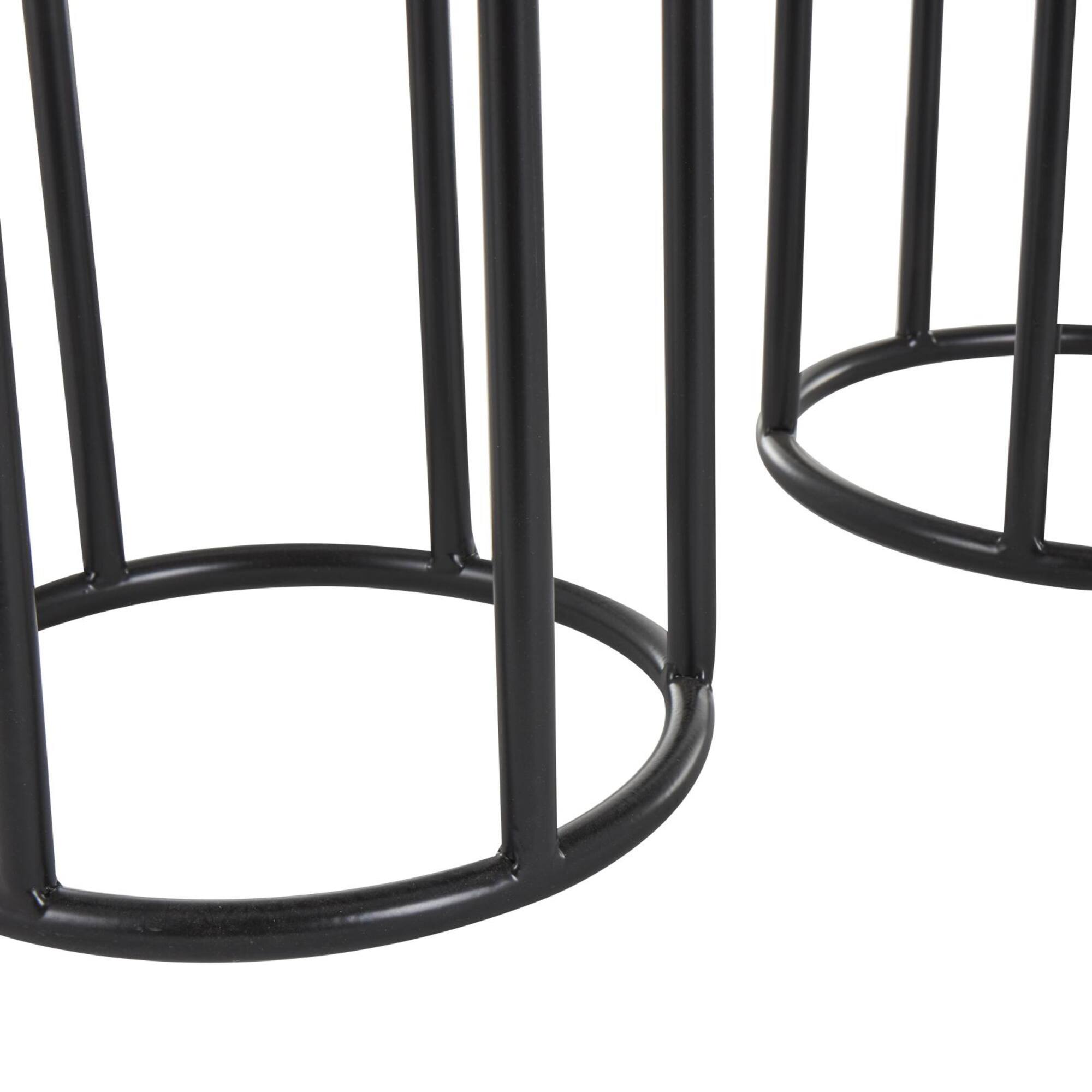 Black Metal Wash Textured Planter with Open Framed Black Caged Base Set